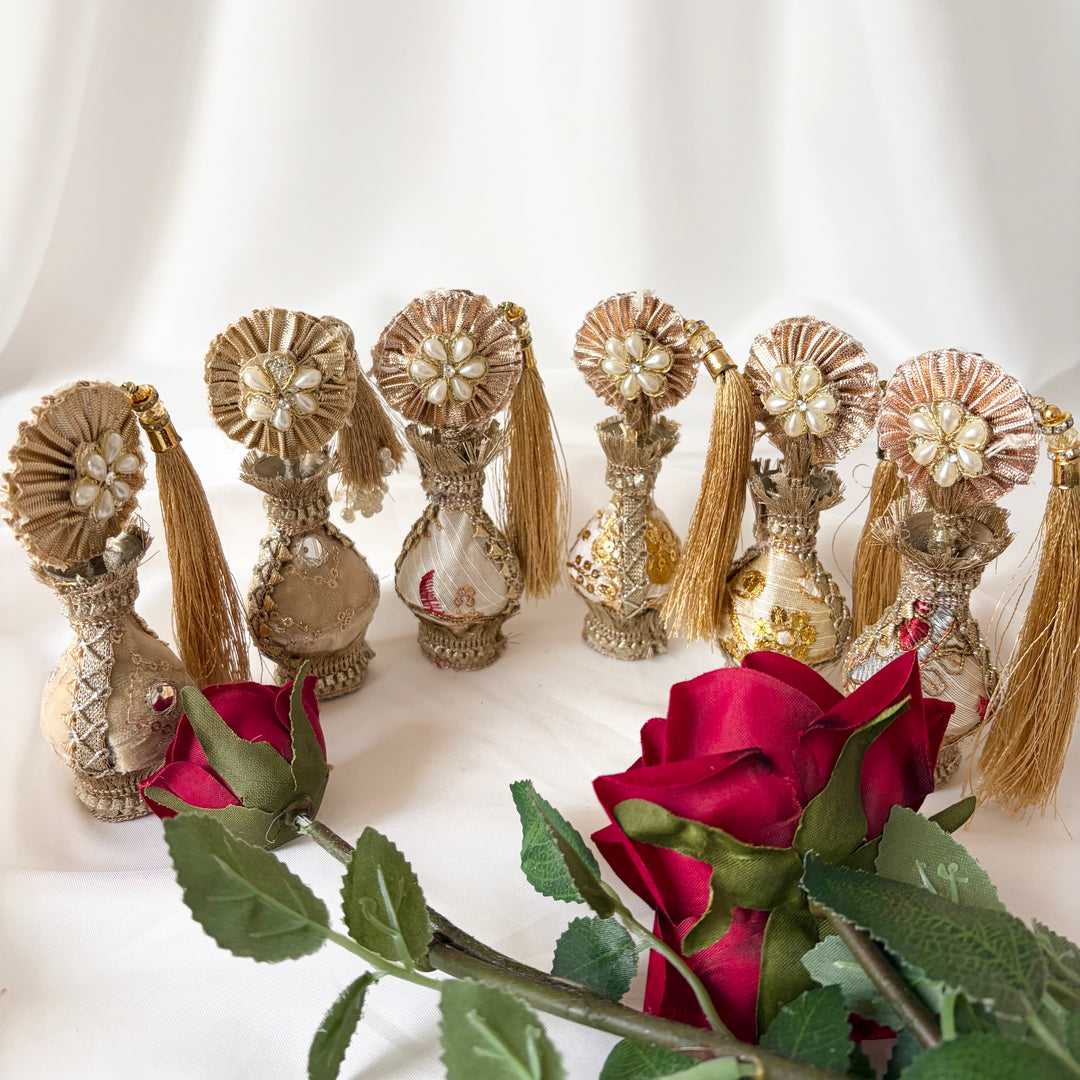 Gold Traditional Surmadani – Decorative Kajol Holder with Pearls, Mirrors & Tassels