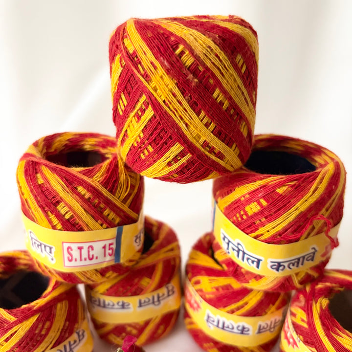 Traditional Indian Wedding Ganney – Red & Yellow Maiyan Ceremony Gana Thread