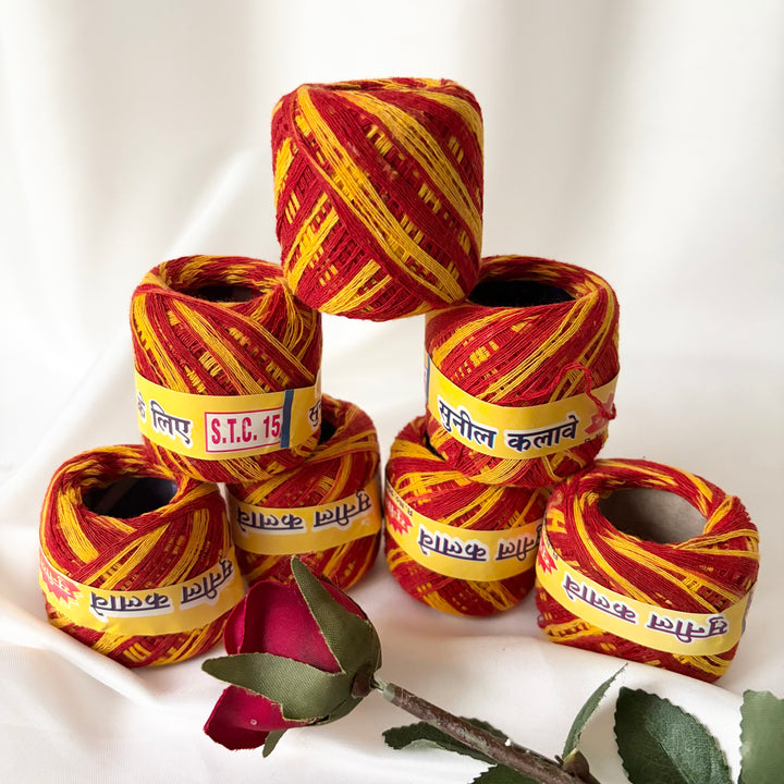 Traditional Indian Wedding Ganney – Red & Yellow Maiyan Ceremony Gana Thread