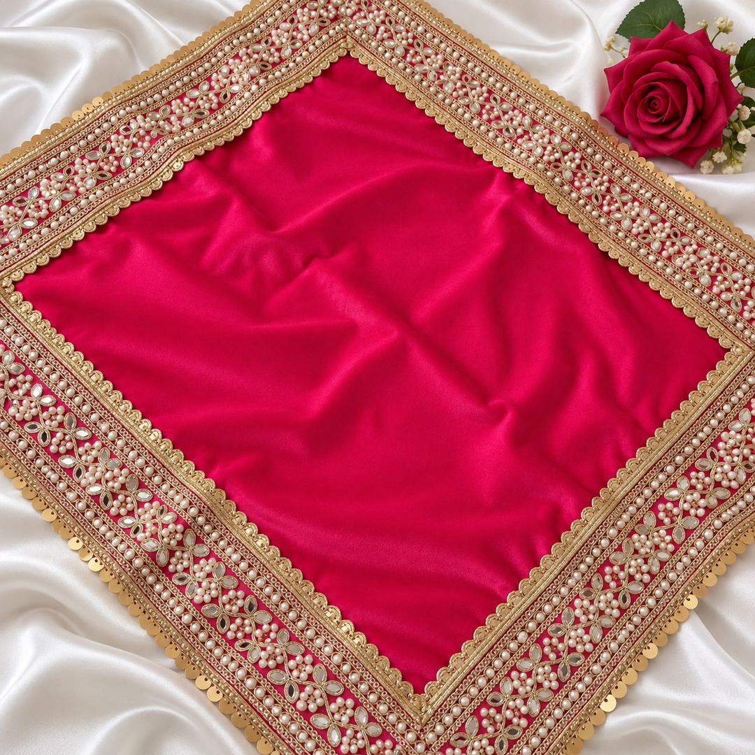 Luxury Velvet Wedding Dupatta with Gold Embroidery, Pearl & Mirror Work - Available
3 Colours