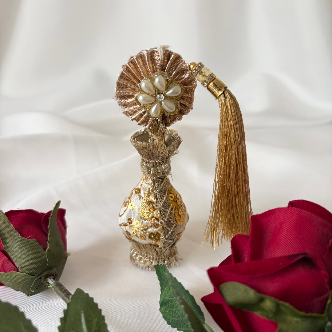 Gold Traditional Surmadani – Decorative Kajol Holder with Pearls, Mirrors & Tassels
