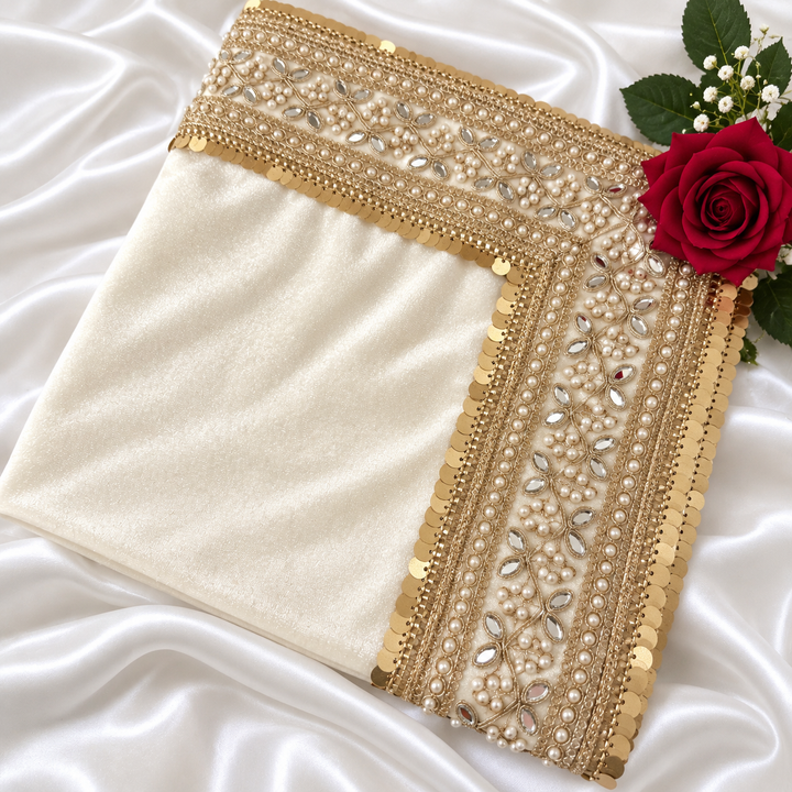 Luxury Velvet Wedding Dupatta with Gold Embroidery, Pearl & Mirror Work - Available
3 Colours