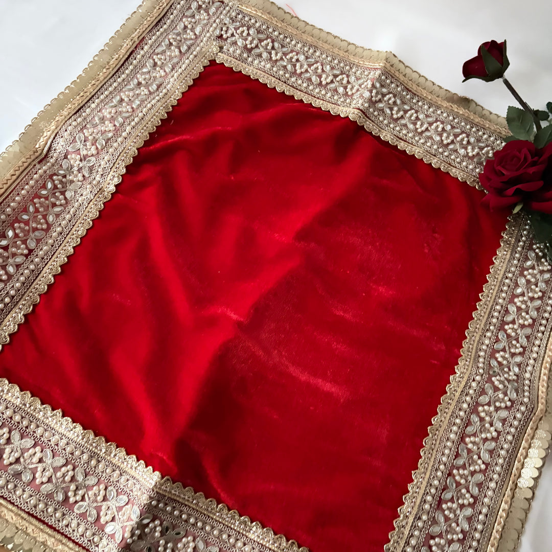 Luxury Velvet Wedding Dupatta with Gold Embroidery, Pearl & Mirror Work - Available
3 Colours
