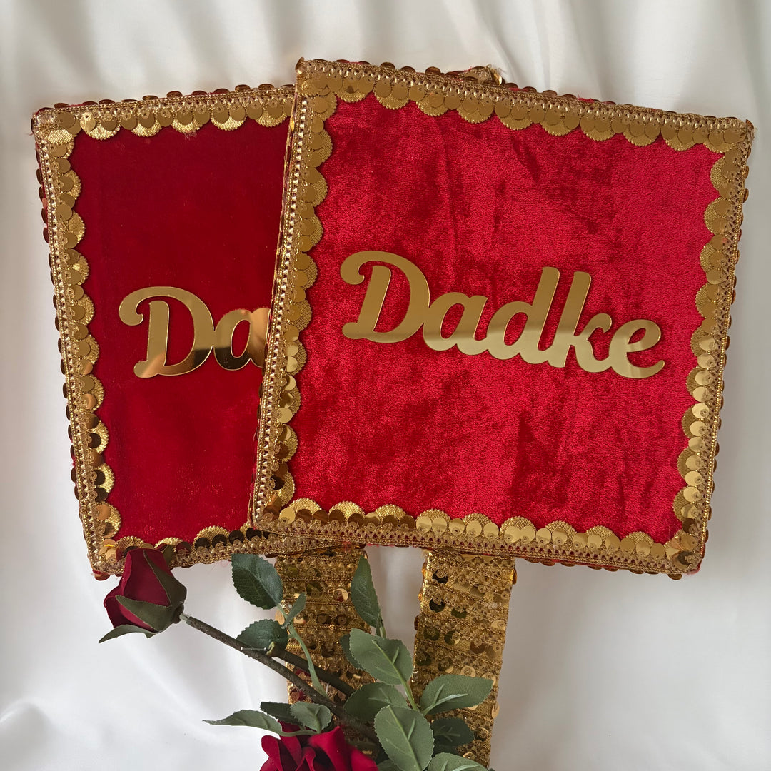 Wedding Dadke Velvet Square Hand Board with Gold Sequinned Handkerchief