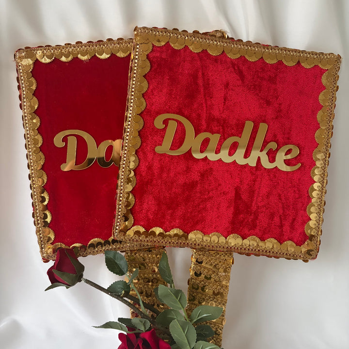 Wedding Dadke Velvet Square Hand Board with Gold Sequinned Handkerchief