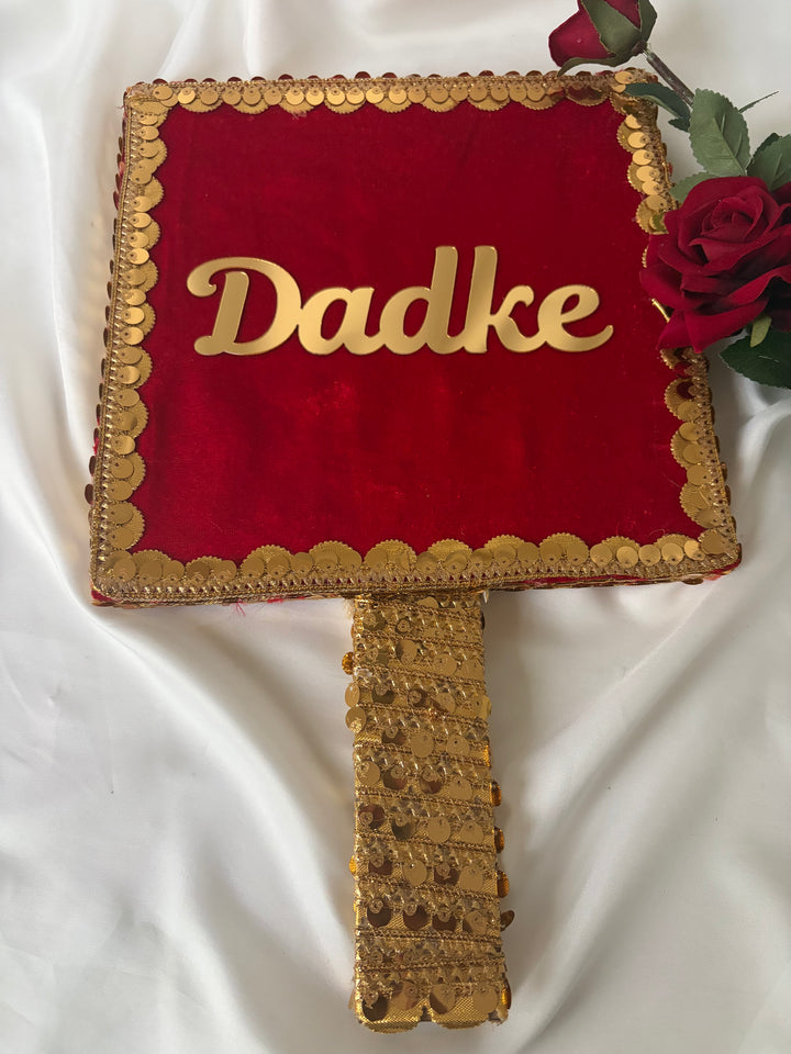 Wedding Dadke Velvet Square Hand Board with Gold Sequinned Handkerchief