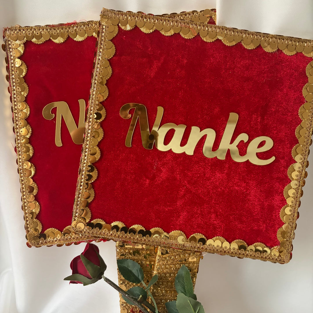 Wedding Nanke Velvet Square Hand Board with Gold Sequinned Handkerchief