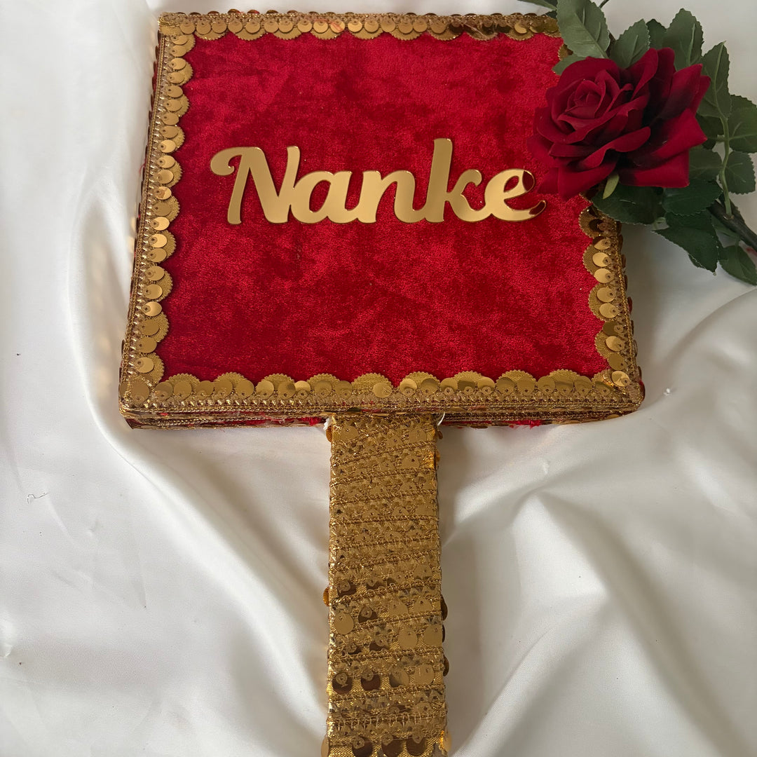 Wedding Nanke Velvet Square Hand Board with Gold Sequinned Handkerchief
