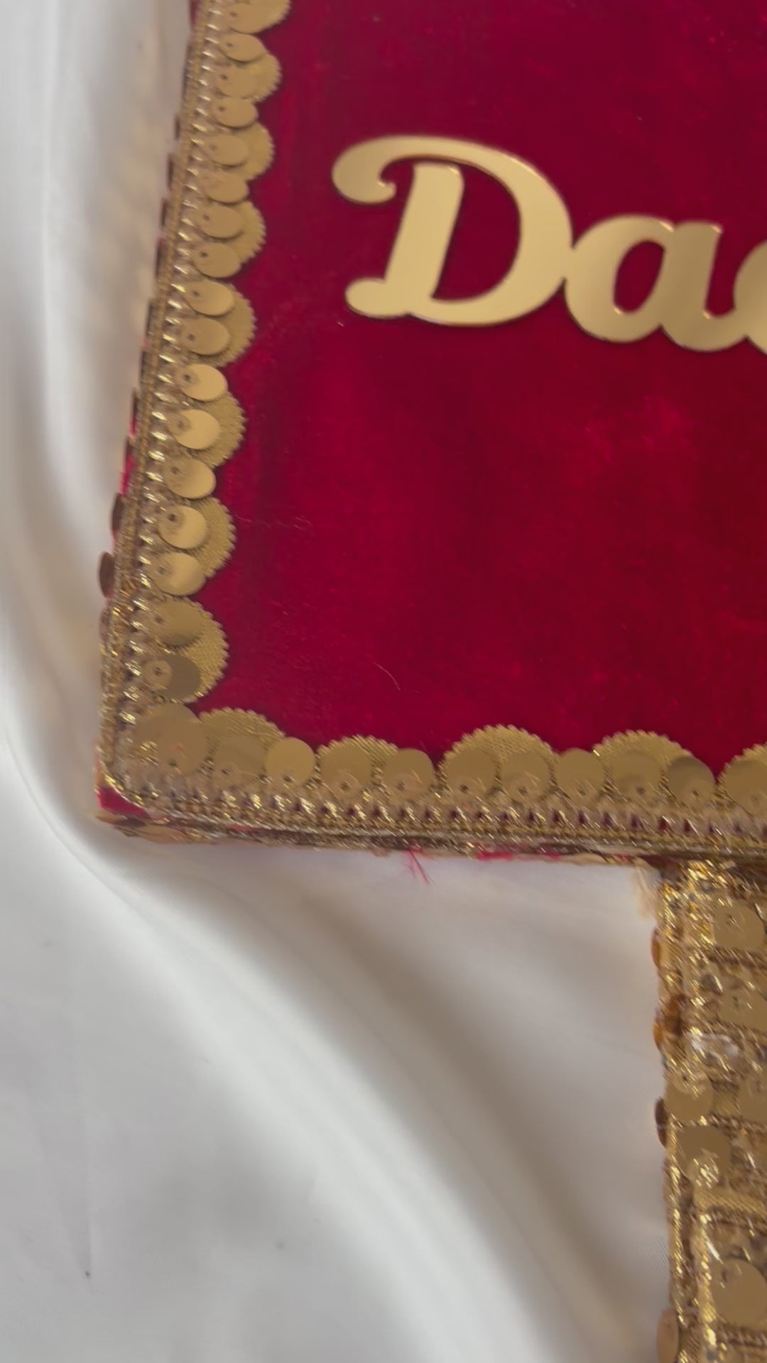 Wedding Dadke Velvet Square Hand Board with Gold Sequinned Handkerchief